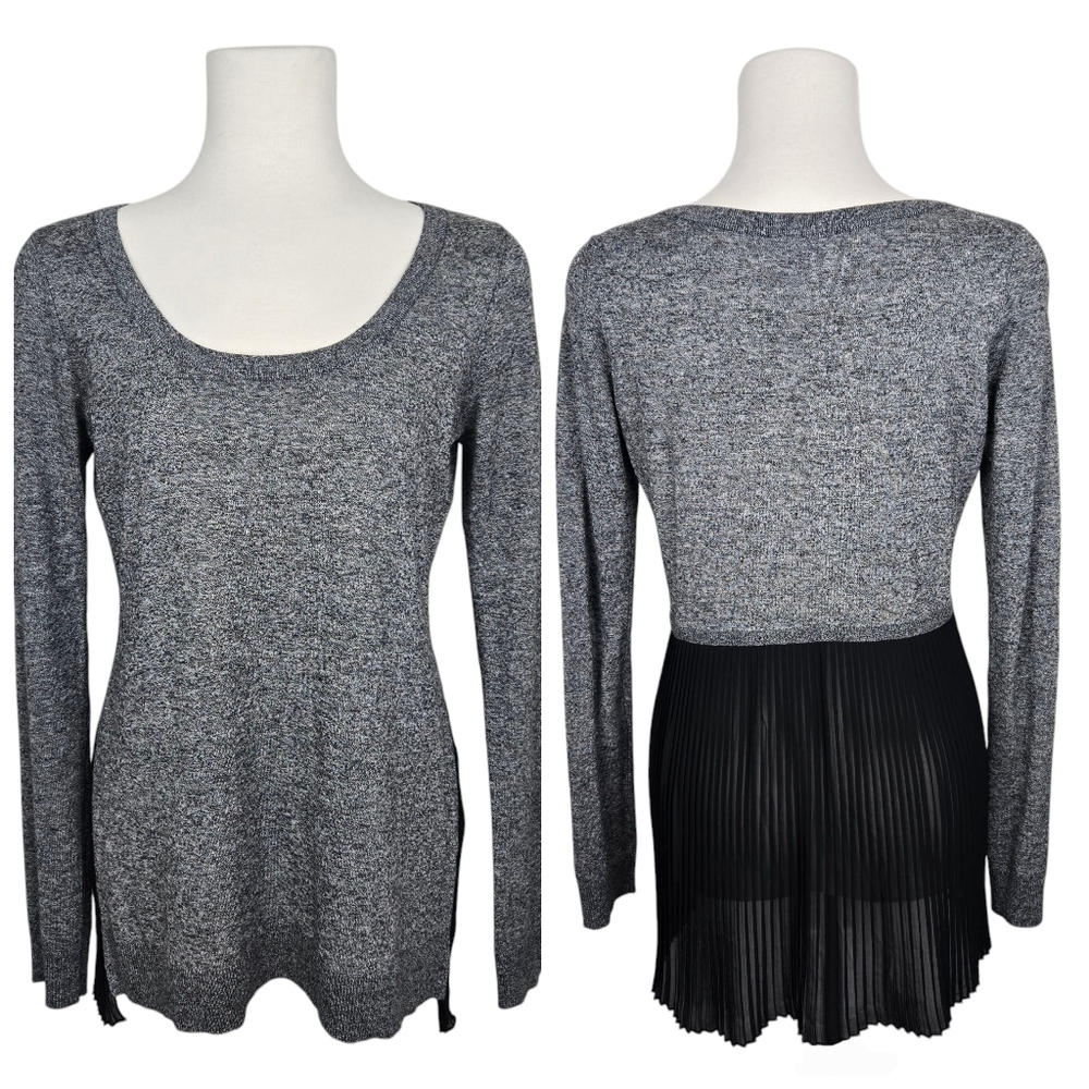 Express Gray Long Sleeve Top With Sheer Back Size Small